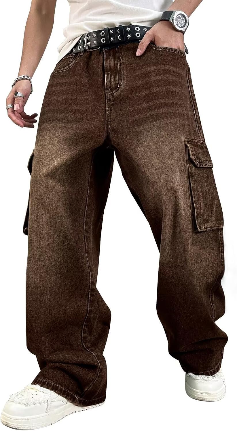 Baggy Cargo Jeans for Men and Women in Brown