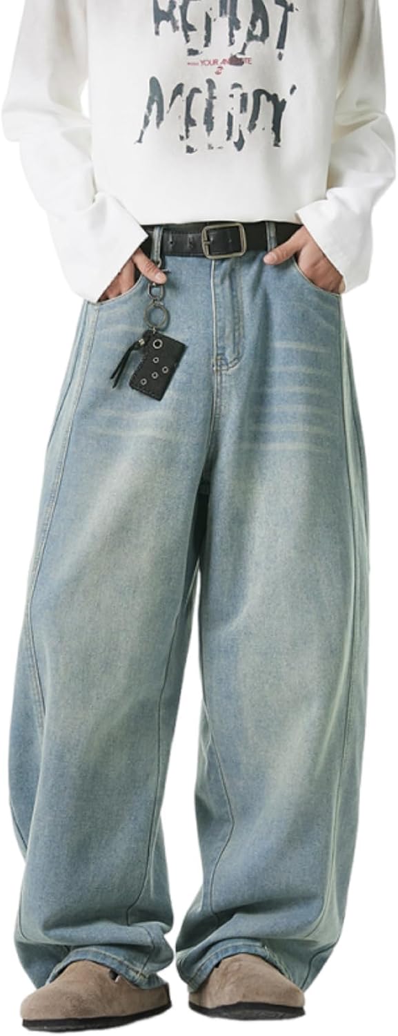 Men's Baggy Hip Hop Jeans - Wide Leg Skater Denim Trousers with a Casual Loose Fit for Long Days Out - Black