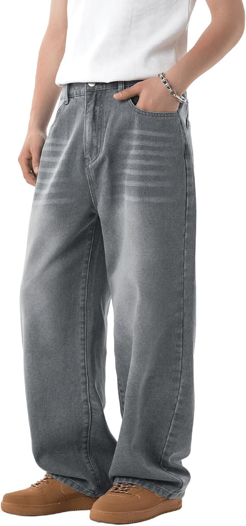 Men's Baggy Hip Hop Jeans - Wide Leg Skater Denim Trousers with a Casual Loose Fit for Long Days Out - Black (2)