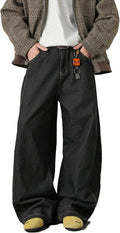 Men's Baggy Hip Hop Jeans - Wide Leg Skater Denim Trousers with a Casual Loose Fit for Long Days Out - Blue