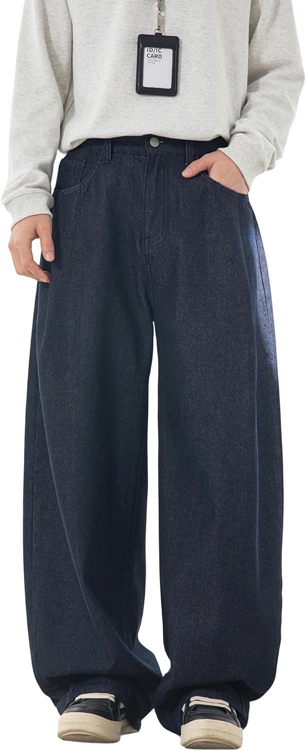 Men's Baggy Hip Hop Jeans - Wide Leg Skater Denim Trousers with a Casual Loose Fit for Long Days Out - Blue (11)