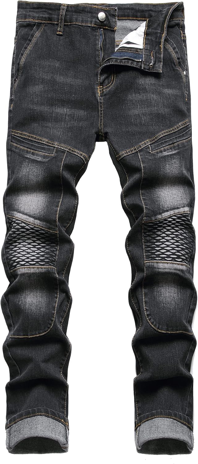 Men's Distressed Stretch Denim Jeans - Slim Ripped Skinny Fit with Flex Waist for Casual Weekend Wear - 28