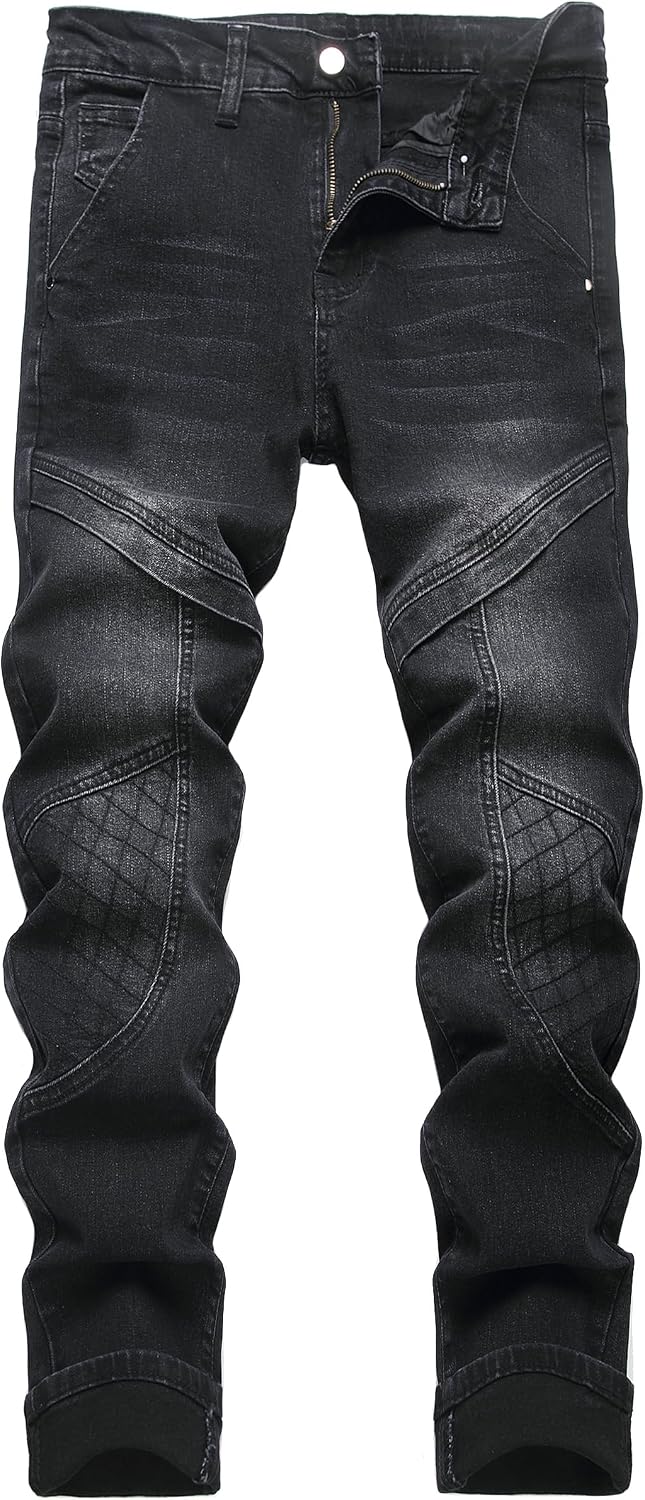 Men's Distressed Stretch Denim Jeans - Slim Ripped Skinny Fit with Flex Waist for Casual Weekend Wear - 32