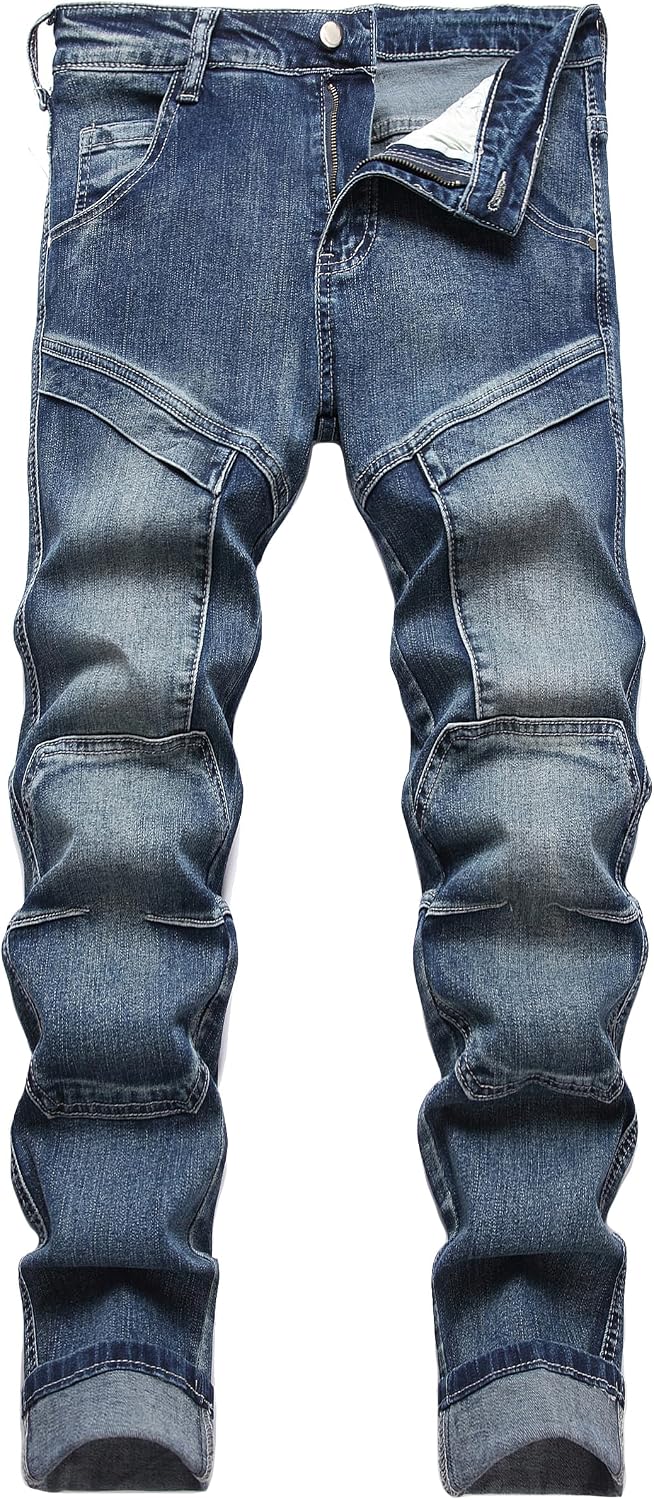 Men's Distressed Stretch Denim Jeans - Slim Ripped Skinny Fit with Flex Waist for Casual Weekend Wear - 34