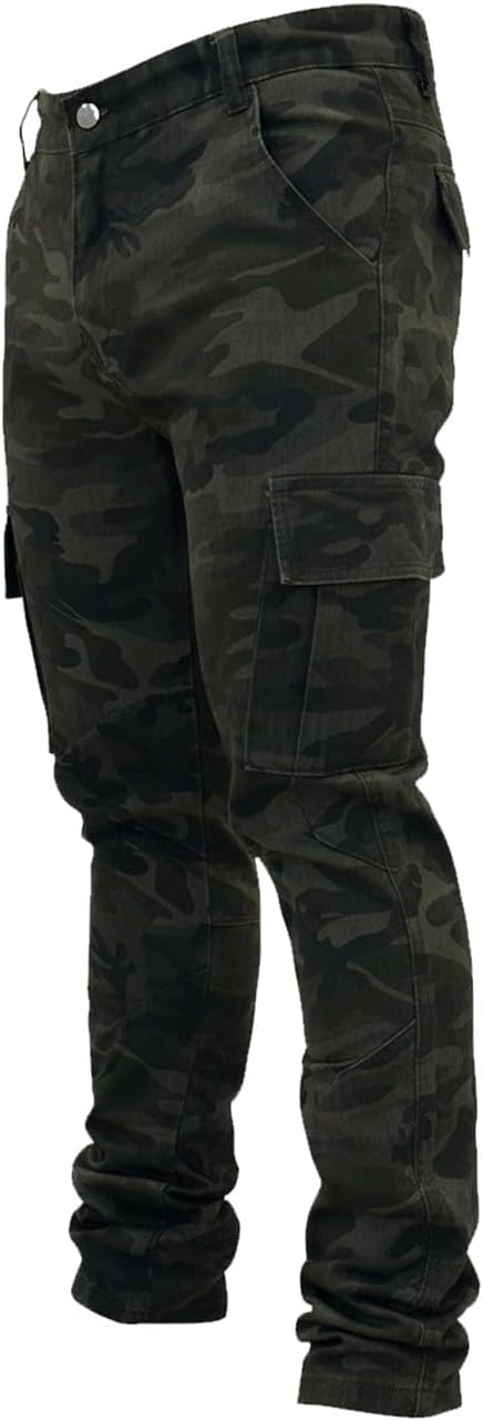 Men's Ripped Slim Fit Jeans - Distressed Straight Leg Stretch Denim with Comfort Flex Waist for Daily Wear - 28
