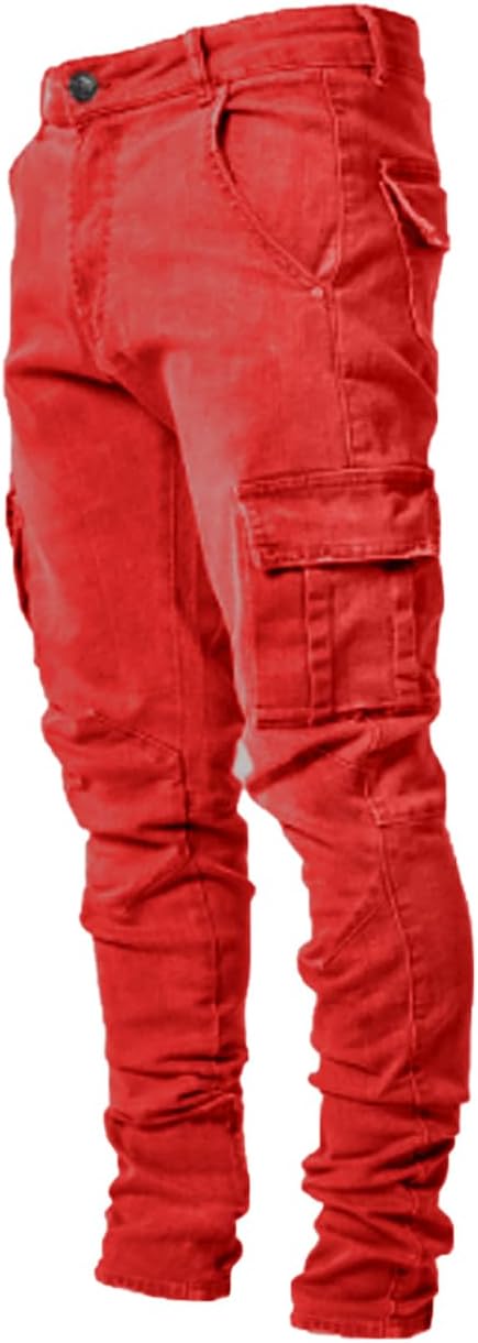 Men's Ripped Slim Fit Jeans - Distressed Straight Leg Stretch Denim with Comfort Flex Waist for Daily Wear - 28