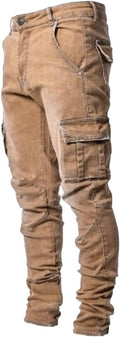 Men's Ripped Slim Fit Jeans - Distressed Straight Leg Stretch Denim with Comfort Flex Waist for Daily Wear - 28