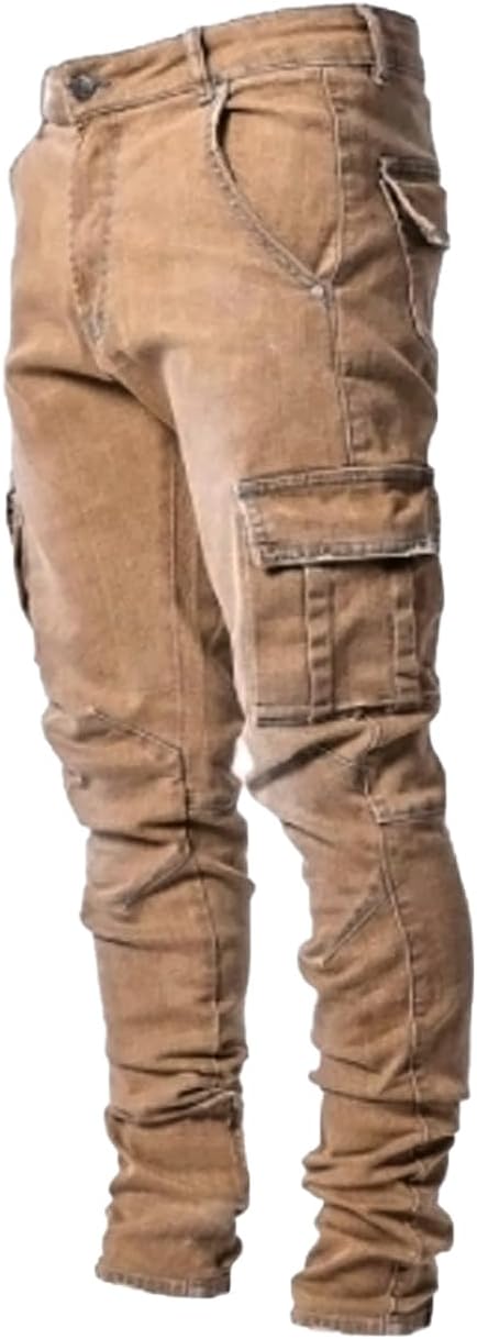 Men's Ripped Slim Fit Jeans - Distressed Straight Leg Stretch Denim with Comfort Flex Waist for Daily Wear - 28