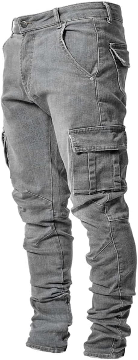 Men's Ripped Slim Fit Jeans - Distressed Straight Leg Stretch Denim with Comfort Flex Waist for Daily Wear - 30