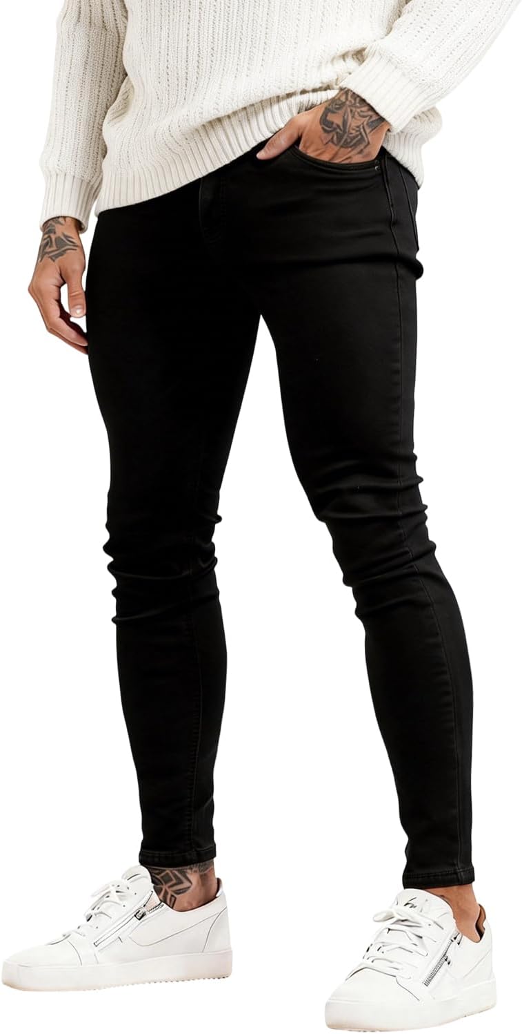 Men's Skinny Fit Jeans - Stretch Tapered Leg Denim in Eight Washes for Slim Everyday Styling - 28W x 28L