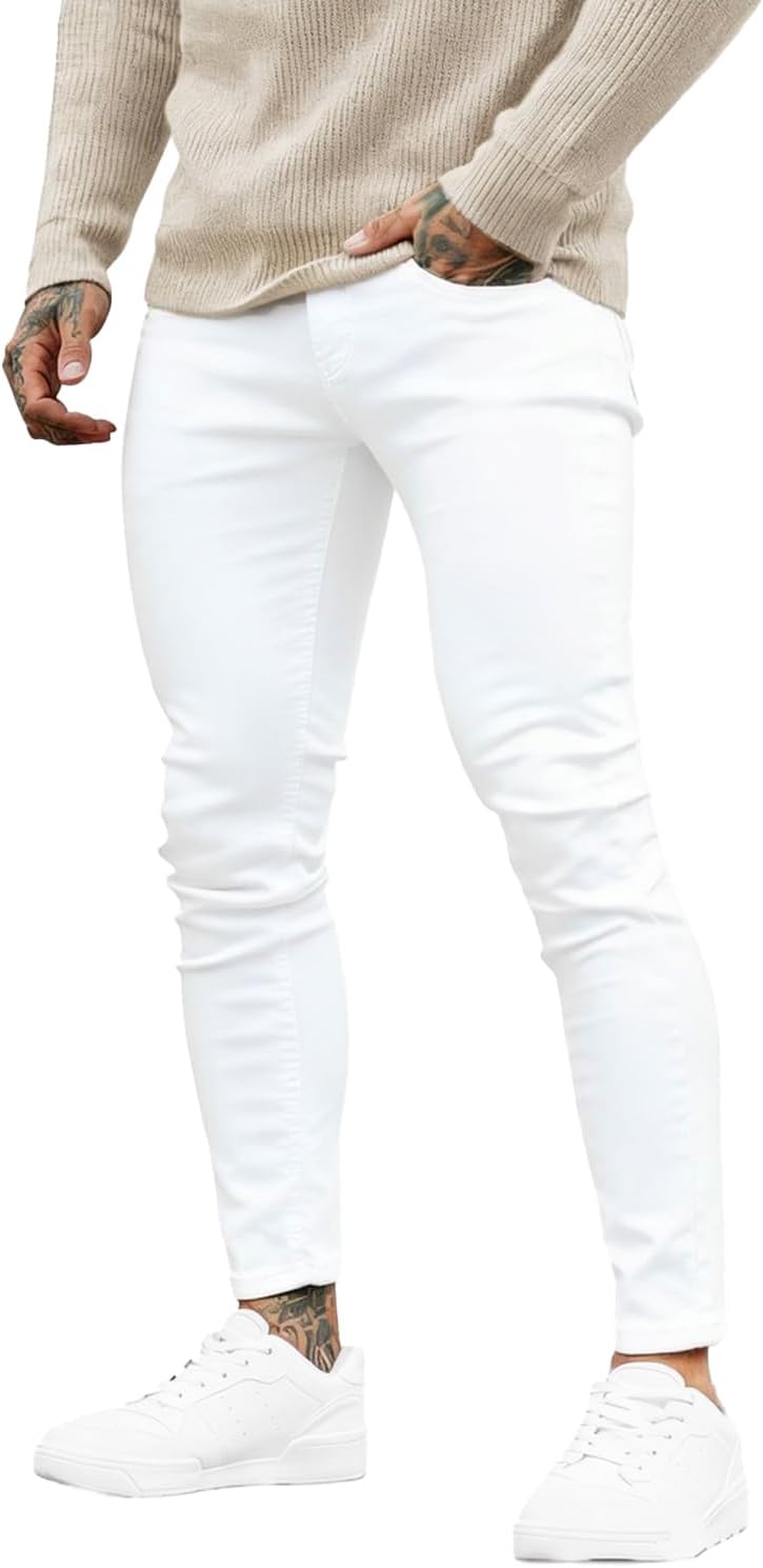 Men's Skinny Fit Jeans, stretch tapered leg, view 2