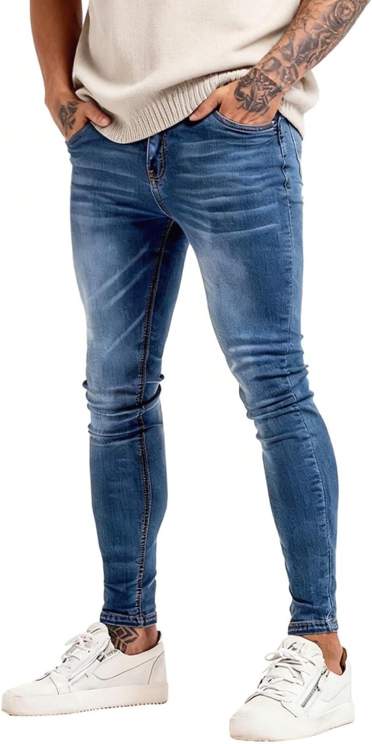 Men's Skinny Fit Jeans, stretch tapered leg, view 4