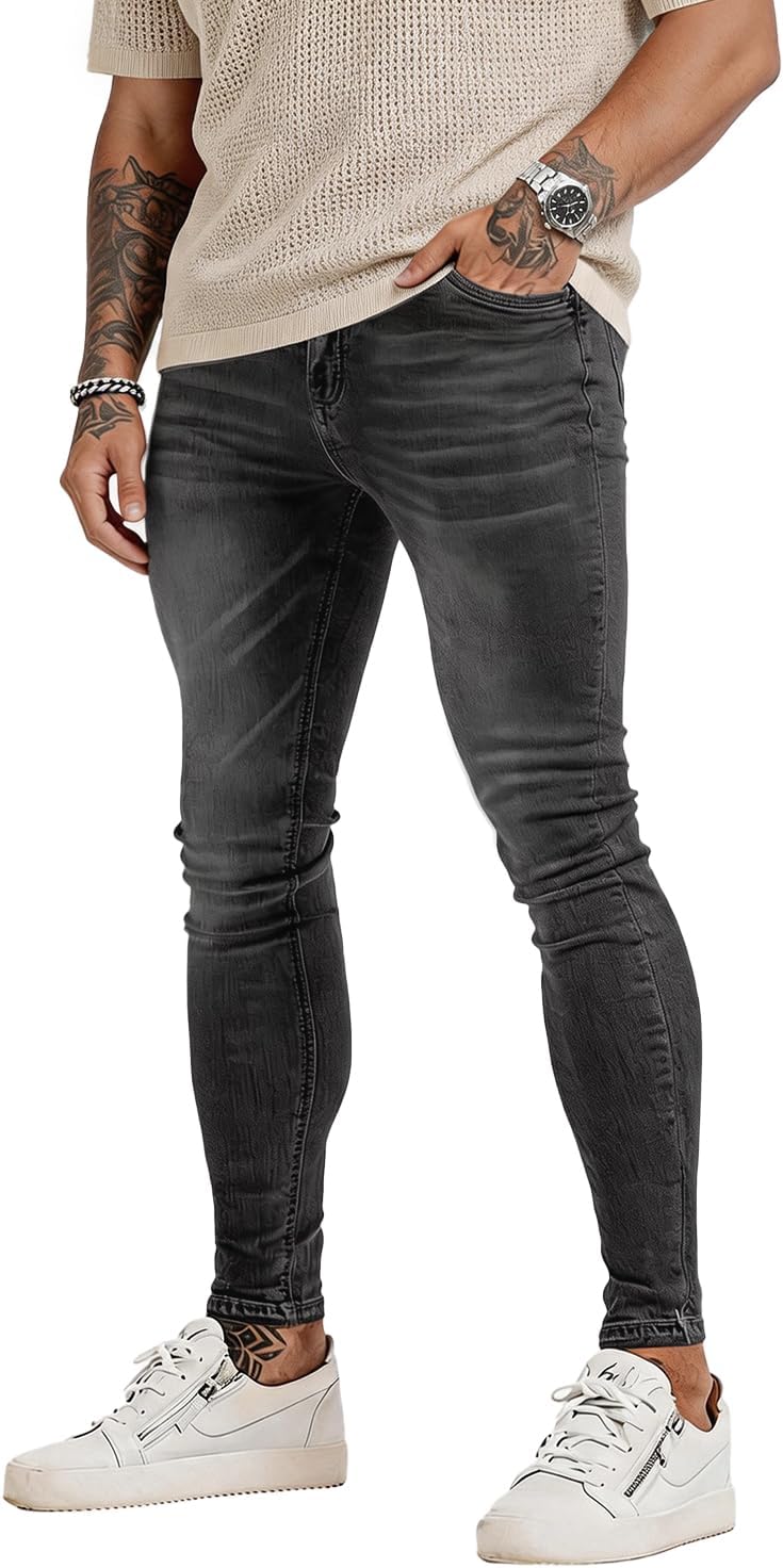 Men's Skinny Fit Jeans, stretch tapered leg, view 5