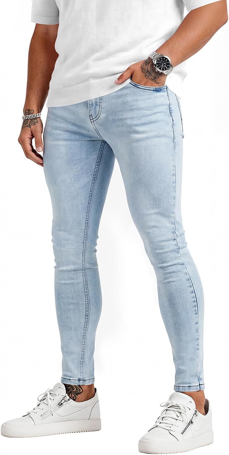 Men's Skinny Fit Jeans, stretch tapered leg, view 7