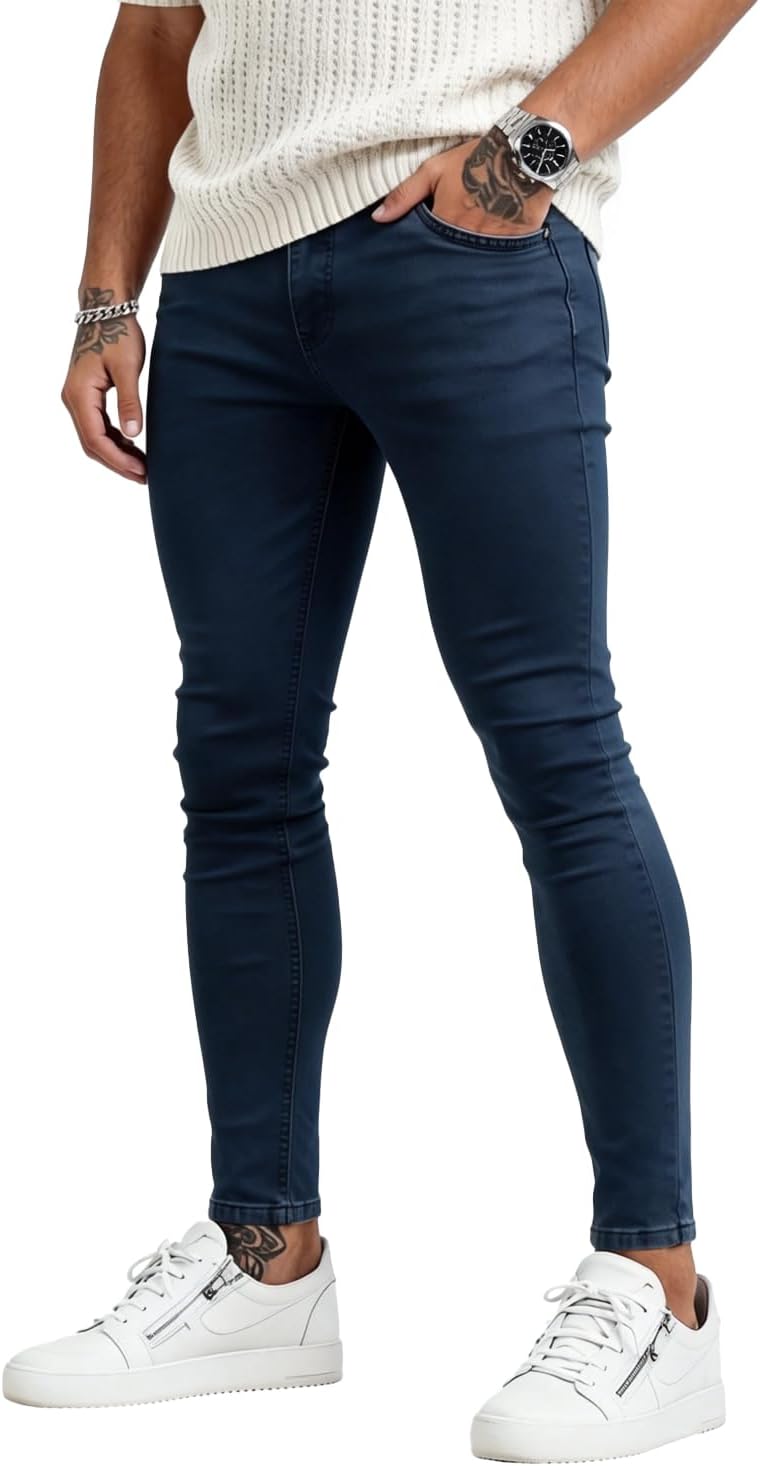 Men's Skinny Fit Jeans, stretch tapered leg, view 8