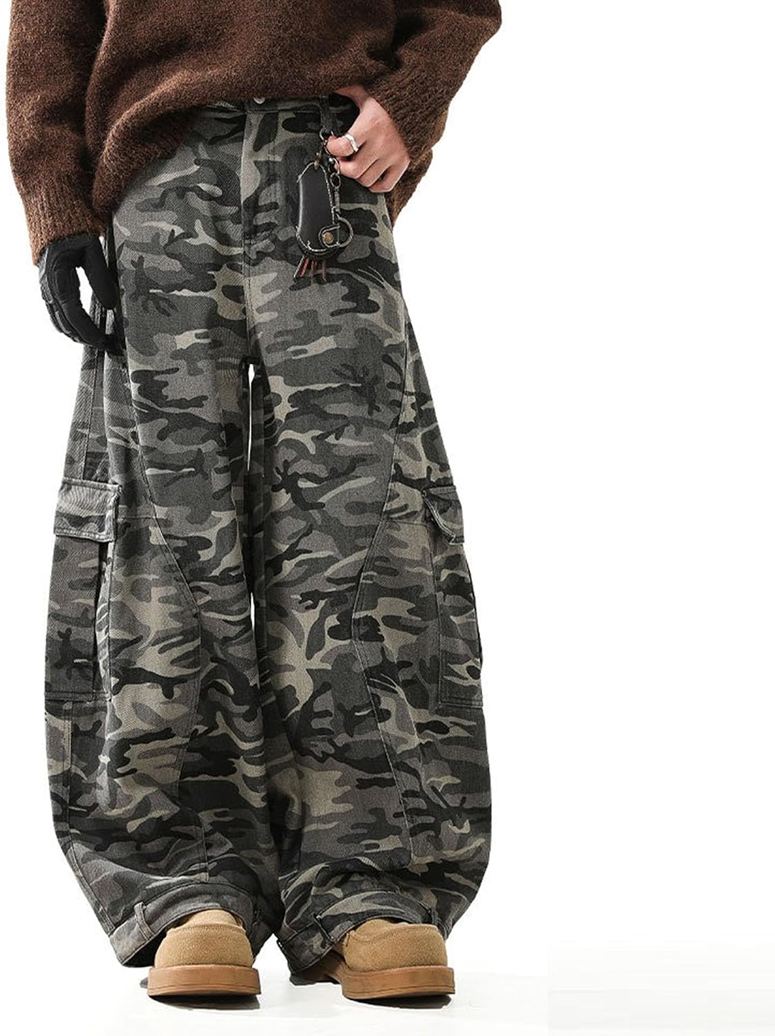 Men's Washed Baggy Jeans - Wide Leg Loose Fit Hip Hop Denim Pants in a Y2K Streetwear Cut - Blue