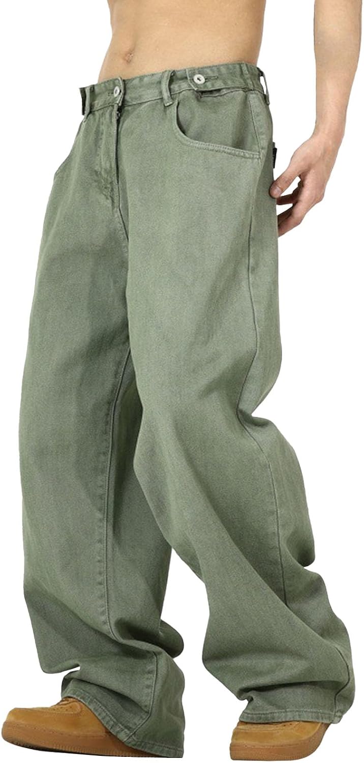 Men's Washed Baggy Jeans - Wide Leg Loose Fit Hip Hop Denim Pants in a Y2K Streetwear Cut - Z91-black 06