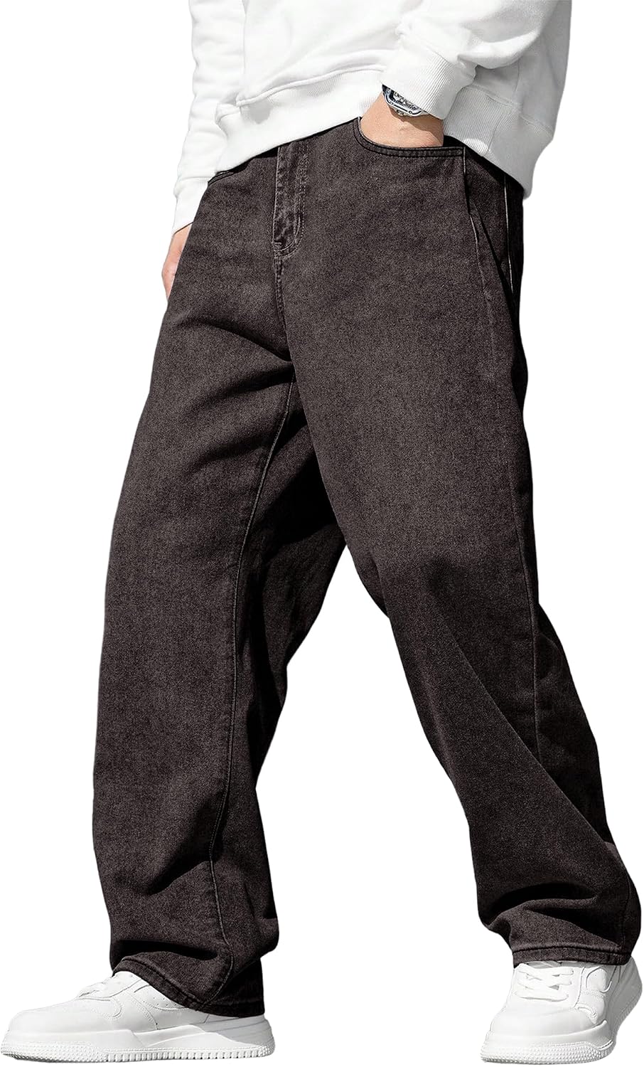 Men's Carpenter Baggy Jeans in Dark Grey