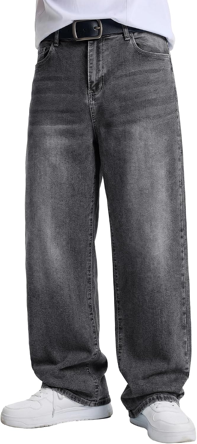 Men's Carpenter Baggy Jeans in Medium Grey