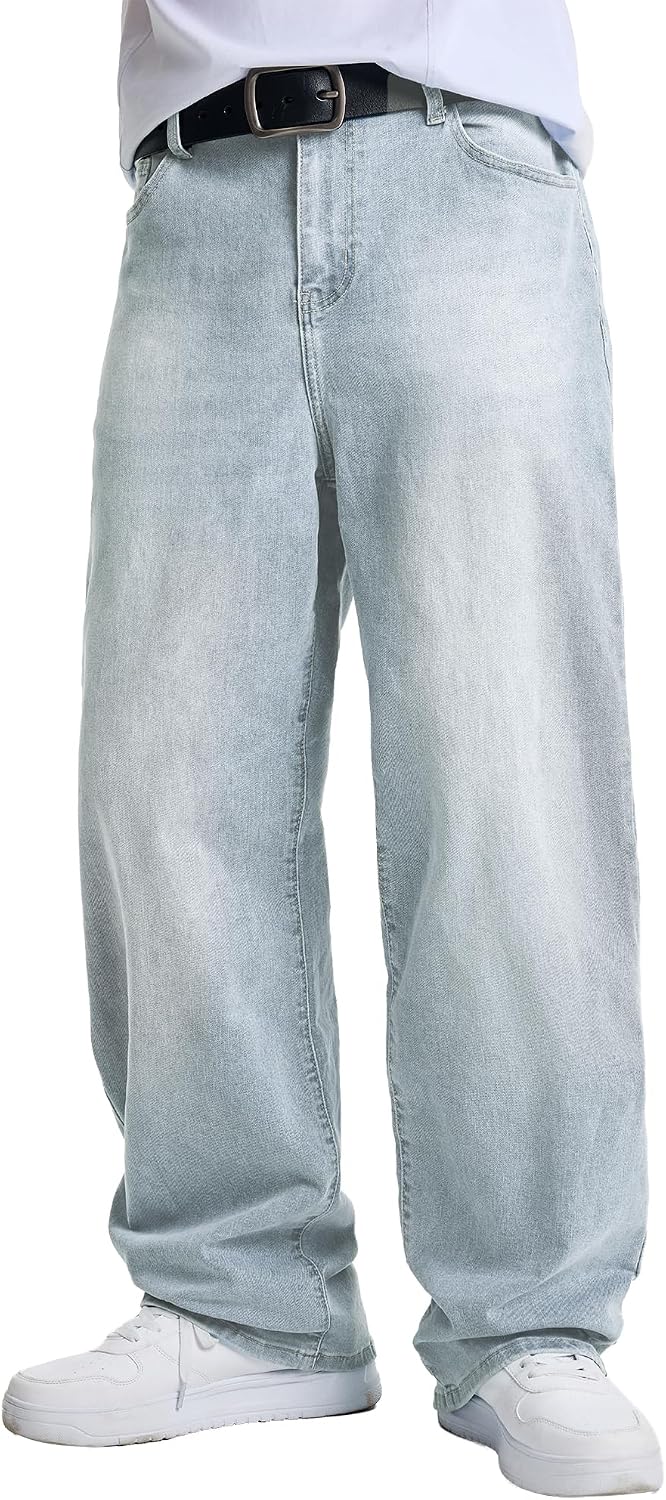 Men's Carpenter Baggy Jeans in Light Blue