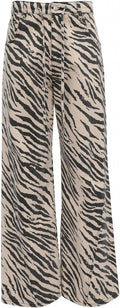 Unisex Zebra Stripe Baggy Jeans - High Waist Drawstring Denim with Loose Retro Fit for Streetwear Days - Small